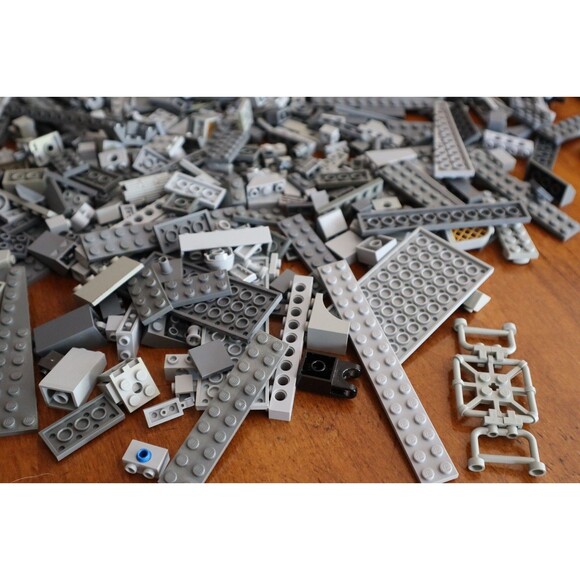 2 lbs. Pounds 9oz Mixed Lot Lego Bulk Shades of Gray Bricks Pieces Plates Blocks - Picture 10 of 13